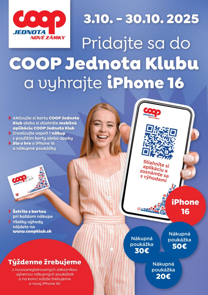 Súťaž o iPhone 16 s COOP Jednota Nové Zámky