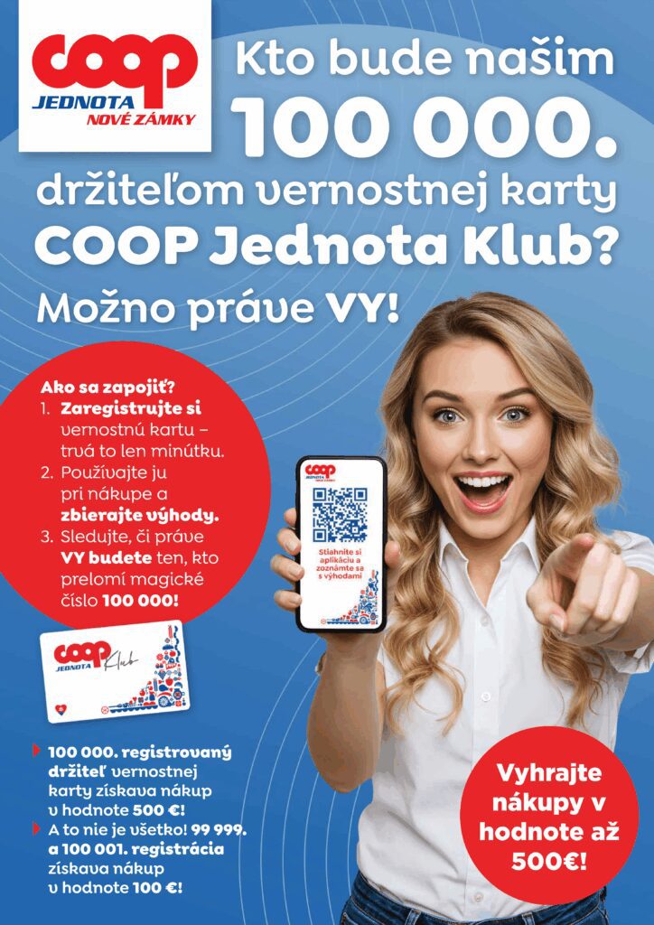 Súťaž zaregistrujte sa do COOP Jednota Klubu a vyhrajte 500€!
