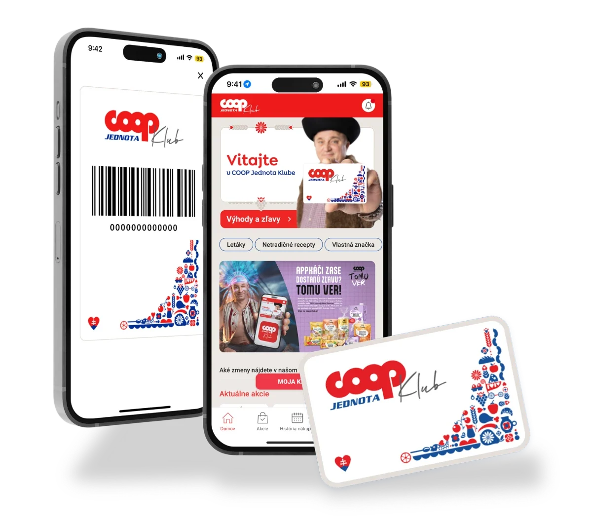 COOP Jednota Nové Zámky - COOP klub - Aplikácia a fyzická karta