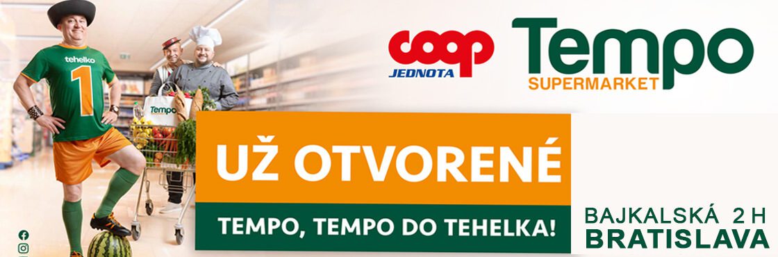 COOP Jednota Tempo Supermarket OC Tehelko - COOP Jednota Nové Zámky banner